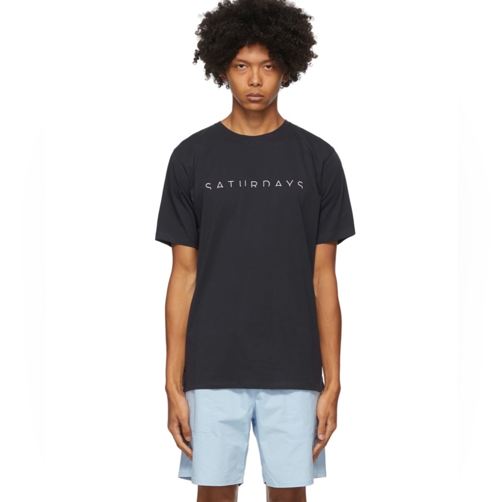 Saturdays NYC Horizon Graphic T-Shirt SZ M Navy